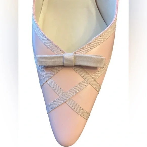 Talbots Pale Light Pink Leather Pointed Toe Heels Shoes Size 8M Vintage - Picture 3 of 5
